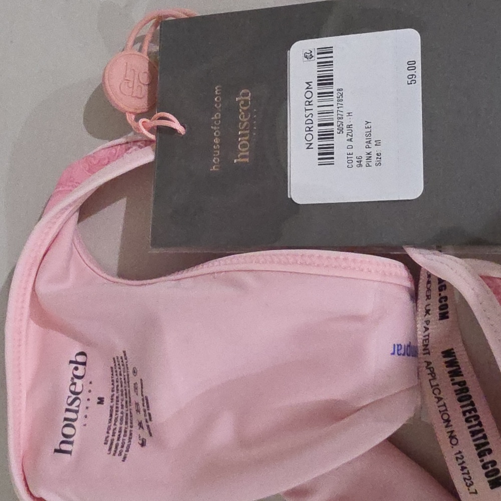 House of Cb‎ Cote Dazur pink paisley thong bikini bottom M NWT - Picture 6 of 6